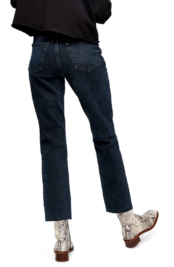 Raw Hem Crop Straight Leg Jeans(Regular & Petite)