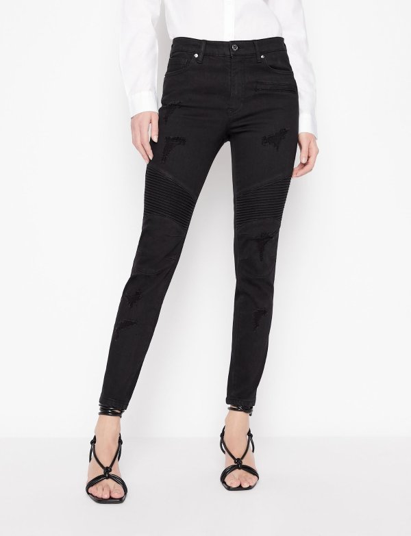 J93 SKINNY BIKER DENIM JEANS, Skinny Jeans for Women | A|X Online Store