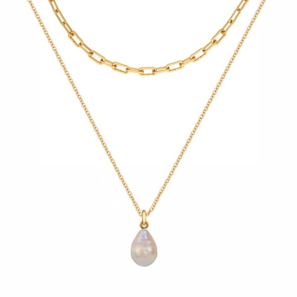 Gold Vermeil Alta Capture and Nura Baroque Pearl Necklace Set | Jewellery Sets | Monica Vinader
