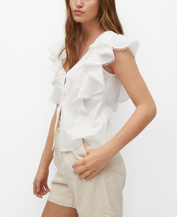Organic Cotton Blouse with Ruffles