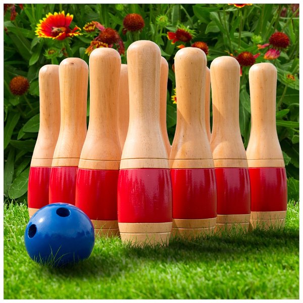 Hey! Play! 11 Inch Wooden Lawn Bowling Set