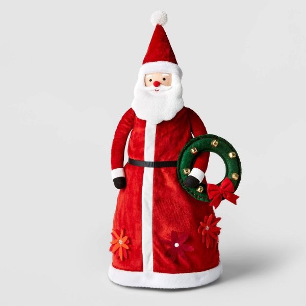 23&#34; Velvet Santa with Wreath Decorative Figurine - Wondershop&#8482;