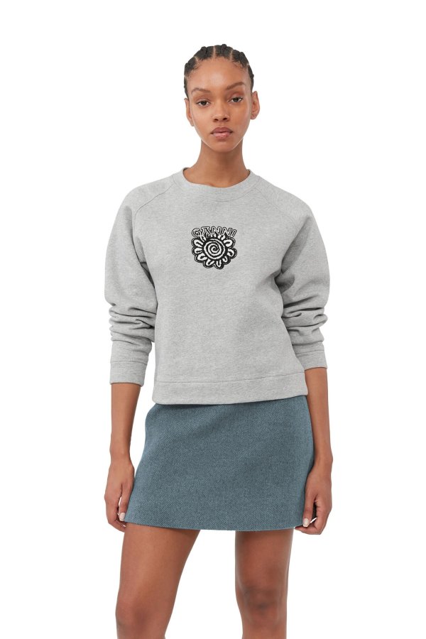 Grey Isoli Raglan Solid Sweatshirt