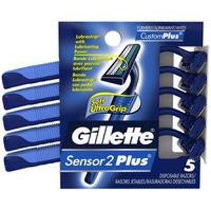 Gillette Sensor2 Plus Disposable Razor, 5 Count