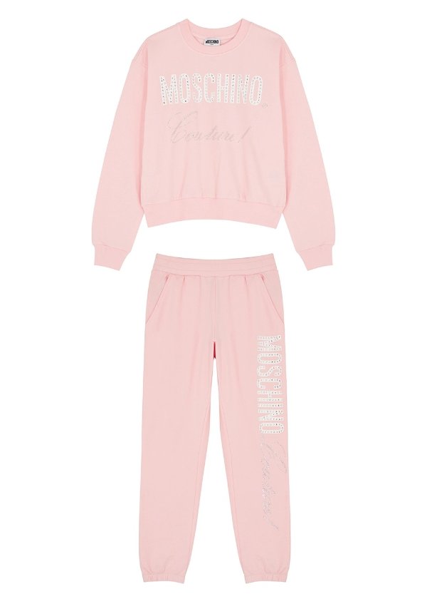 Pink crystal-embellished stretch-cotton tracksuit (10-14 years)