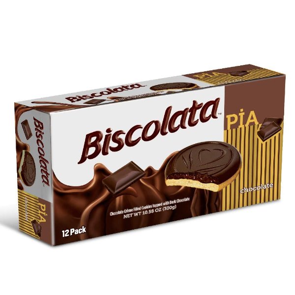 Biscolata Pia Chocolate and Fruit filling Cookies Snacks (Chocolate, 12 Pack)