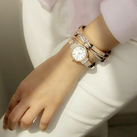 Anne Klein Women's Swarovski Crystal Accented Watch and Bracelet 