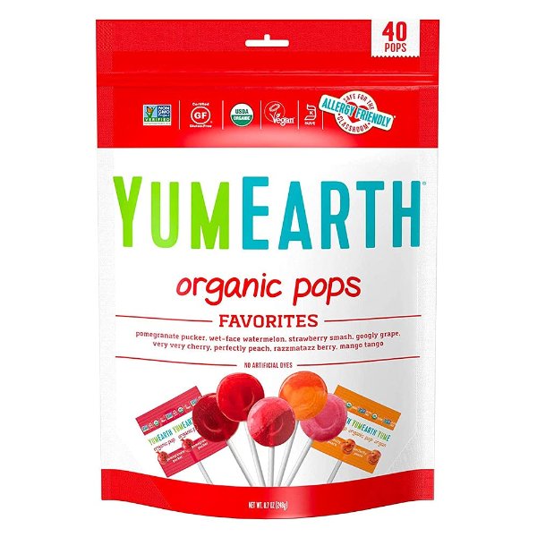 YumEarth Organic Lollipops, Assorted Flavors, 8.7 Ounce, 40 Lollipops (Pack of 1) 
