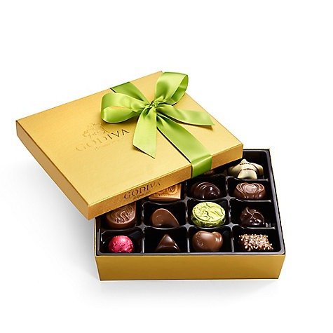 Assorted Chocolate Gold Gift Box, Spring Ribbon, 19 pc. | Godiva