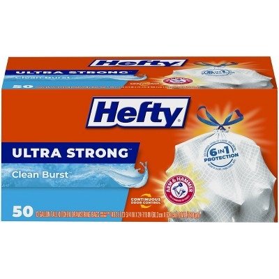 Ultra Strong Tall Kitchen Drawstring Trash Bags - Clean Burst Scent - 13 Gallon - 50ct