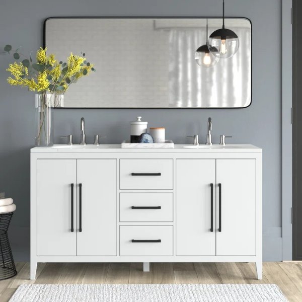 Skye 60'' Free Standing Double Bathroom Vanity with Quartz Top