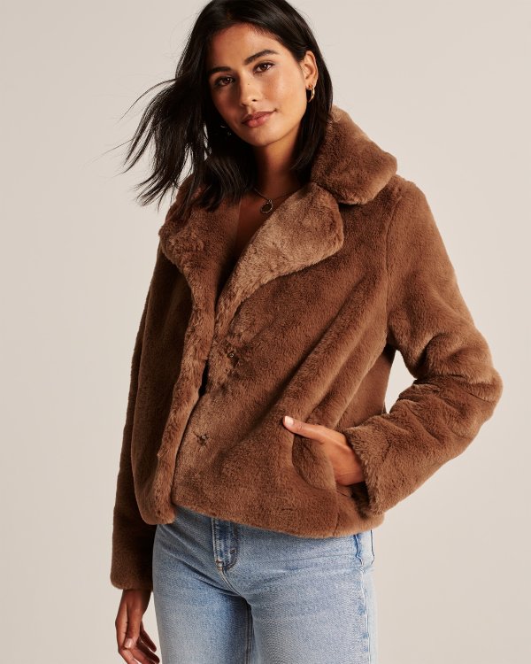 Women's Faux Fur Cropped Coat | Women's Clearance | Abercrombie.com