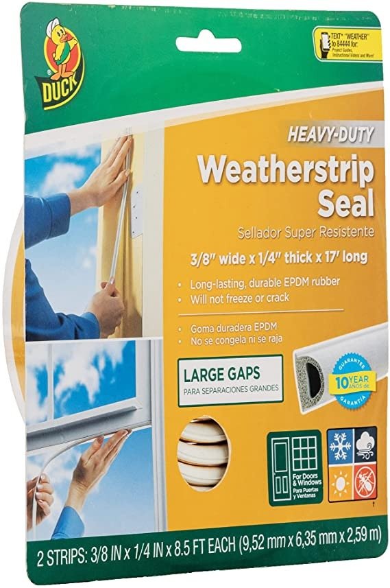 Brand Heavy-Duty Self Adhesive Weatherstrip Seal for Large Gap, White, 3/8-Inch x 1/4-Inch x 17-Feet, 1 Seal, 282433