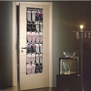 MaidMAX Over the Door Shoe Organizer, MaidMAX 24 Mesh Pockets Single-sided Hanging Shoe Storage Rack with Hooks