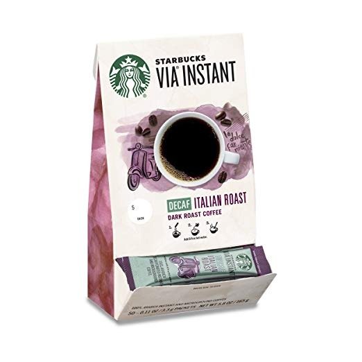 VIA Instant Decaf Italian Roast Dark Roast Coffee (1 box of 50 packets)