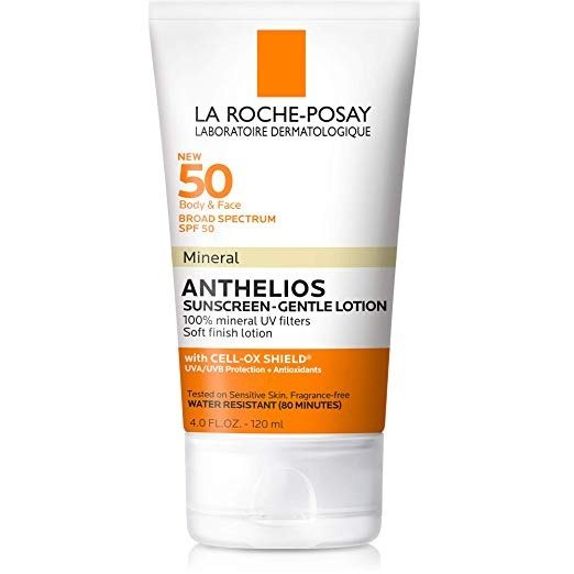 Anthelios Mineral Sunscreen Gentle Lotion Broad Spectrum SPF 50, Face and Body Sunscreen with Zinc Oxide and Titanium Dioxide, Oil-Free