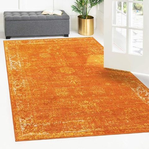 短绒地毯5' 3" x 8' 橘色