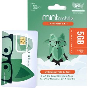 Mint Mobile 4G预付卡 5GB流量 3个月服务 入网包
