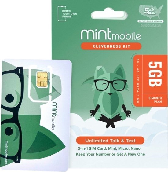Mint Mobile 4G预付卡 5GB流量 3个月服务 入网包