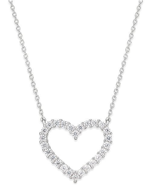 Cubic Zirconia Heart Pendant Necklace in Sterling Silver, Created for Macy's
