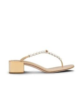 Leather sandals with pearls ELIZA