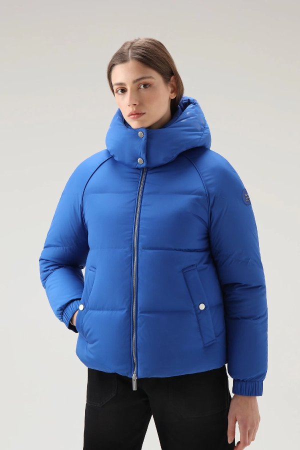Alsea Short Down Jacket with Detachable Hood Ocean Blue