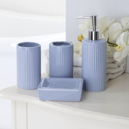 4-Piece Ceramic Bath Accessory Set, Blue by Mainstays