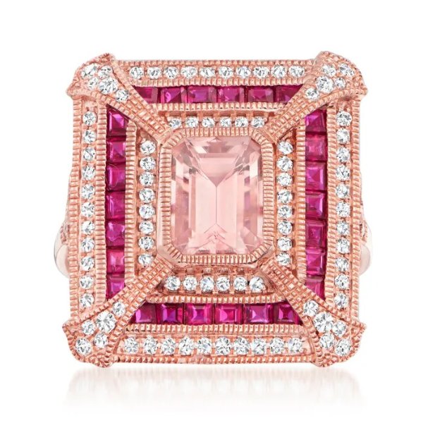 2.80 ct. t.w. Multi-Gemstone and .46 ct. t.w. Diamond Ring in 14kt Rose Gold | Ross-Simons