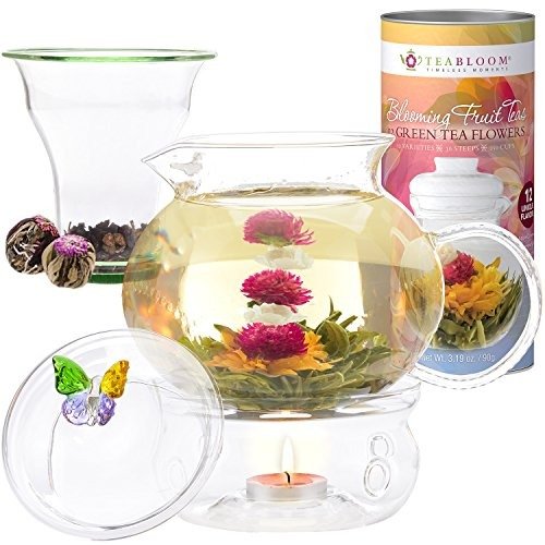 Blooming Tea – Teabloom Fruit Flowering Teas – 12 Unique Flower Varieties of Blooming Tea in 12 Delicious Fruit Flavors – Each Flowering Tea Ball Steeps Up to 3 Times – Handpicked Ingredients