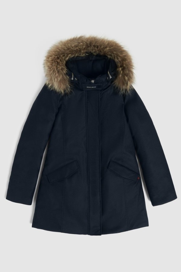 Premium wool luxe Arctic Parka with coyote fur Black