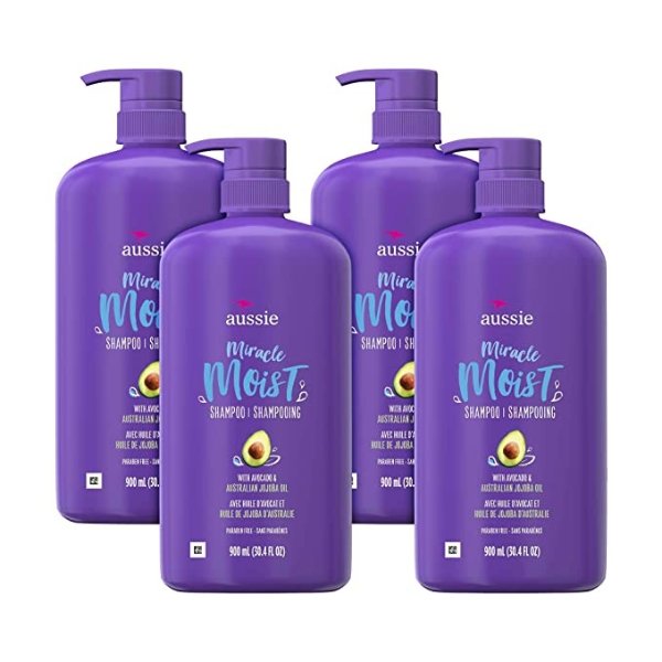 Free Miracle Moist Shampoo with Avocado & Jojoba for Dry Hair, 30.4 Fluid Ounce, (Pack of 4)