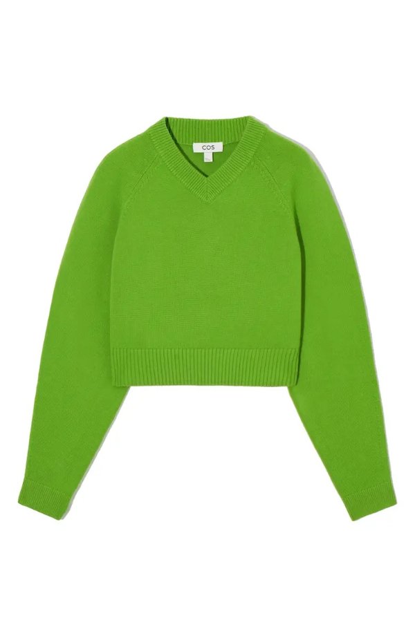 V-Neck Crop Wool Sweater