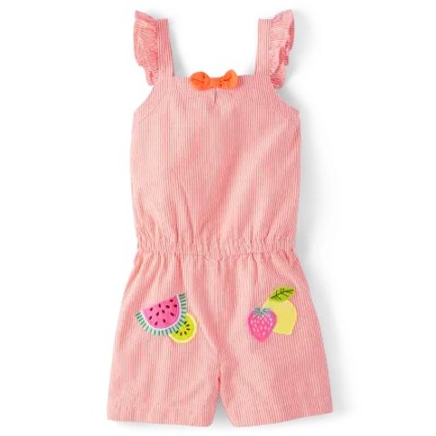GymboreeGirls Sleeveless Applique Fruit Seersucker Romper - Festive Fruit | Gymboree - SIMPLYWHT