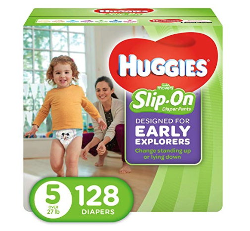 Little Movers Slip On Diaper Pants, Size 5, 128 Count, ECONOMY PLUS (Packaging May Vary)