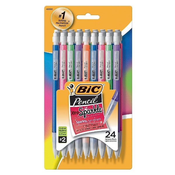 Xtra Sparkle Mechanical Pencils, 0.7mm, Assorted, 24/Pk (MPLP241-BLK)