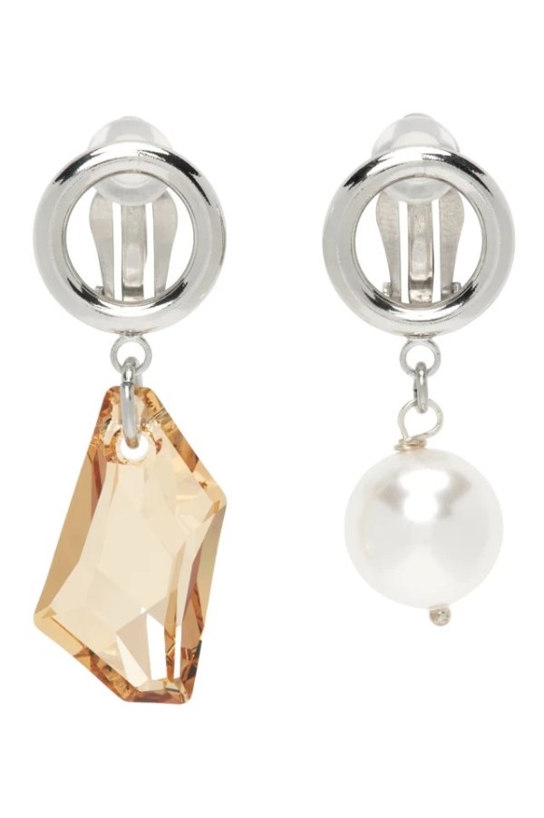 SSENSE Exclusive Silver & Gold Laura Clip-On Earrings