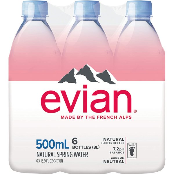 Natural Spring Water 500 ml, 16.9 Ounce, 6 Count, Bottled Naturally Filtered Spring Water in Individual-Sized Bottles