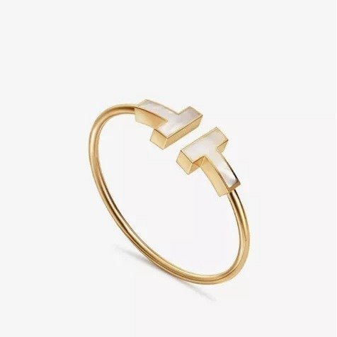 Tiffany T Wire 18K 黄金珍珠贝母手链