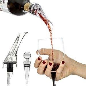 Vinomaster Red Wine Aerating Pourer and Spout Including Wine Bottle Stopper 
