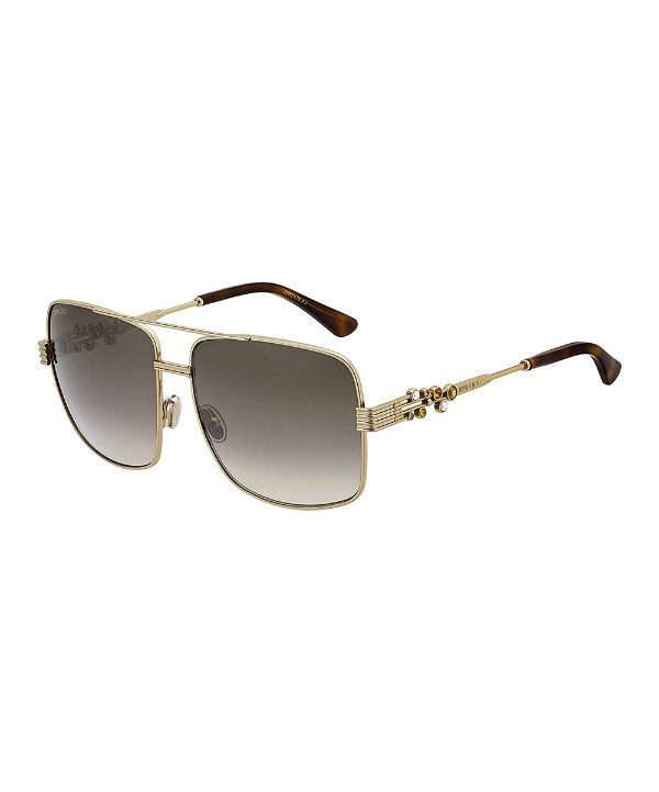 Goldtone & Brown Gradient Square Aviator Sunglasses