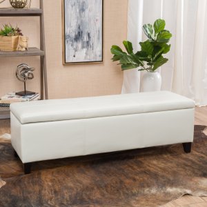 Lucinda Faux Leather Storage Bench