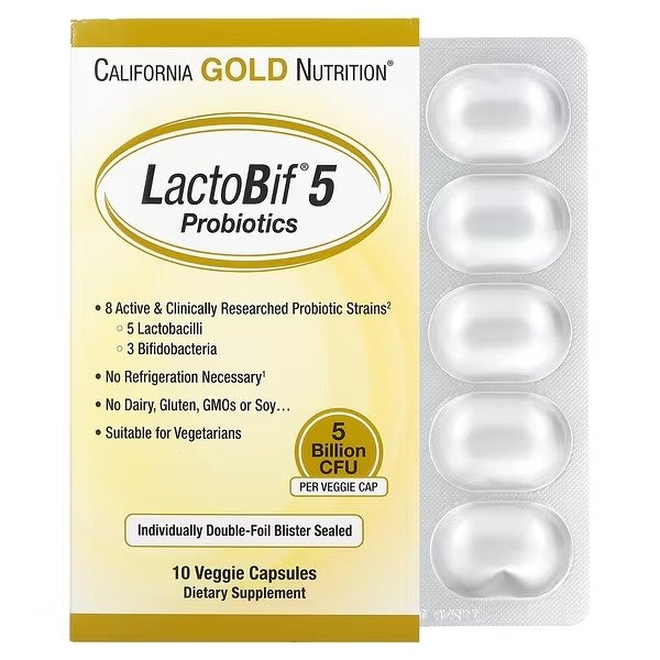 , LactoBif Probiotics, 5 Billion CFU, 10 Veggie Capsules