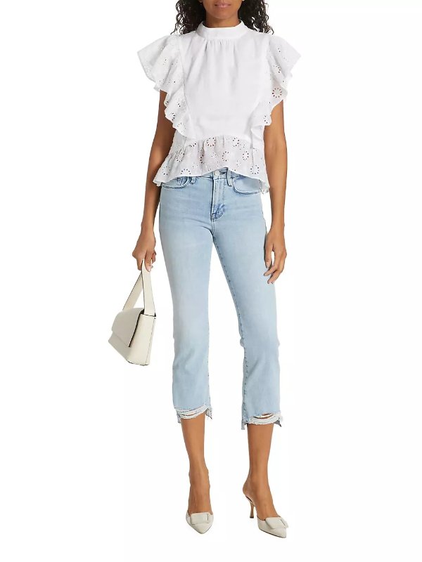 Le Crop Mini Bootcut Raw Stagger Jeans