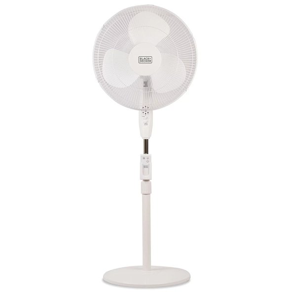 16" Stand Fan with Remote, Oscillation, White