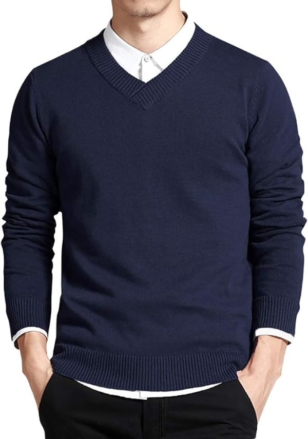 LTIFONE Men's V Neck Sweater
