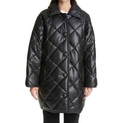 STAND STUDIOJacey Oversize Quilted Faux Leather Coat