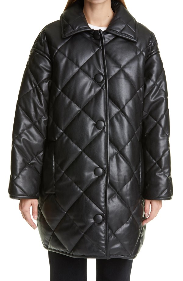 Jacey Oversize Quilted Faux Leather Coat