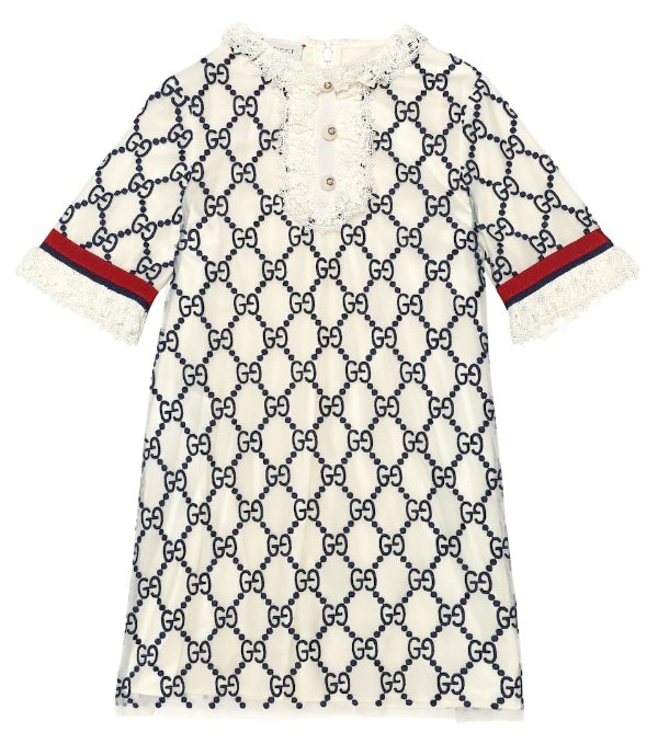 Logo-embroidered dress