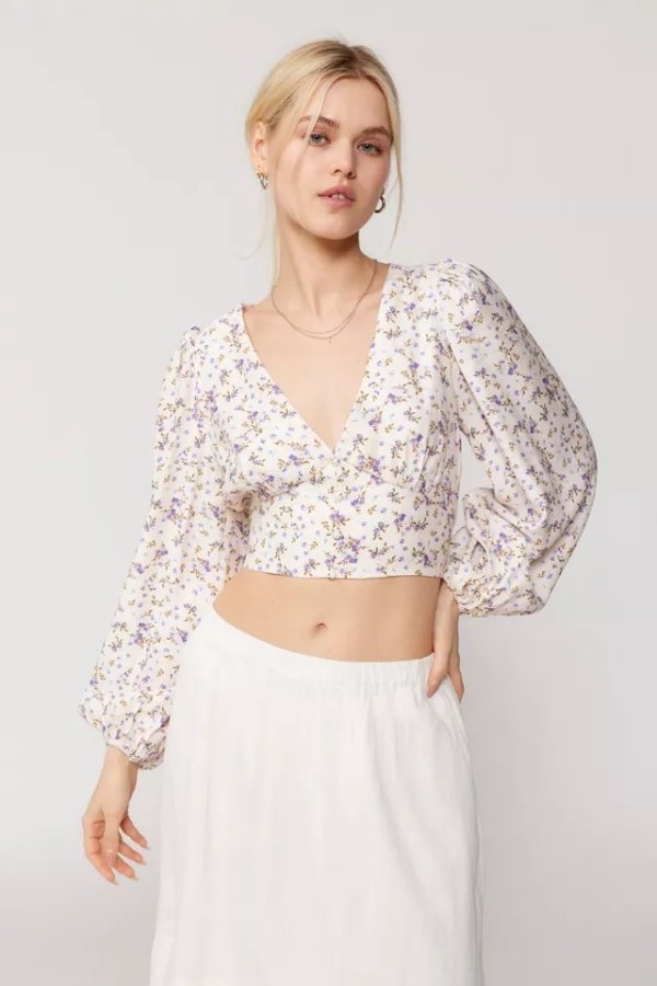 Hailey Floral Cropped Blouse