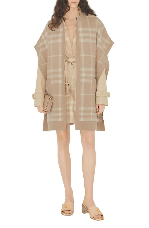 Carly Check Wool & Cashmere Cape